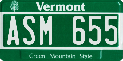 VT license plate ASM655
