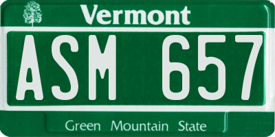 VT license plate ASM657