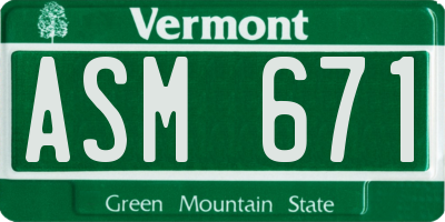 VT license plate ASM671