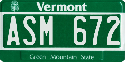 VT license plate ASM672