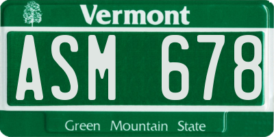 VT license plate ASM678