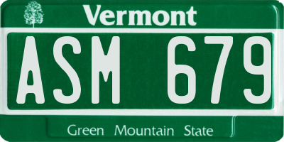 VT license plate ASM679
