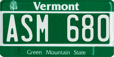 VT license plate ASM680