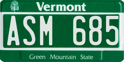 VT license plate ASM685