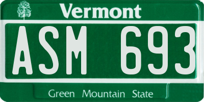 VT license plate ASM693
