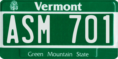 VT license plate ASM701