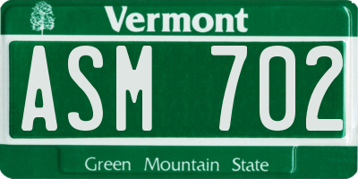 VT license plate ASM702