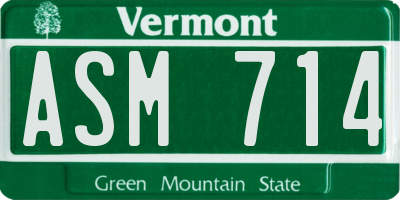 VT license plate ASM714