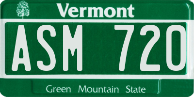 VT license plate ASM720