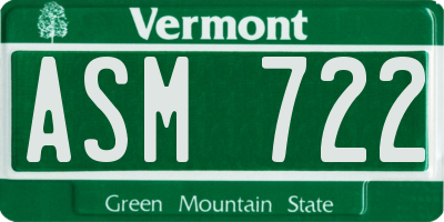 VT license plate ASM722