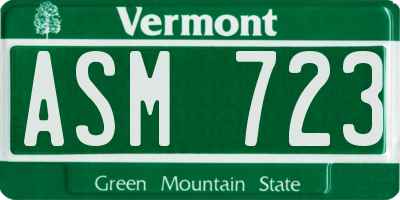 VT license plate ASM723