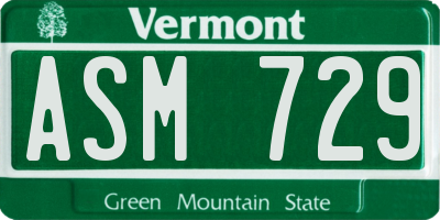 VT license plate ASM729