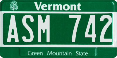 VT license plate ASM742