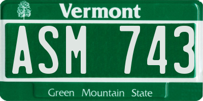 VT license plate ASM743