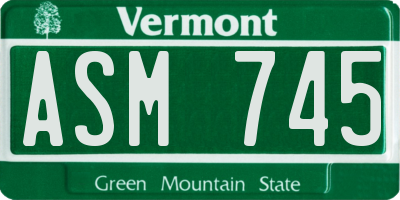 VT license plate ASM745