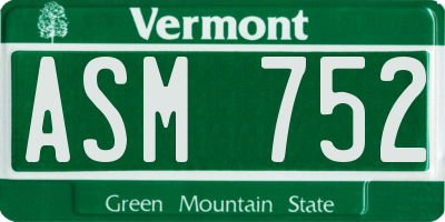VT license plate ASM752