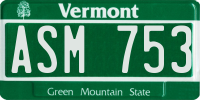 VT license plate ASM753