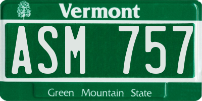 VT license plate ASM757
