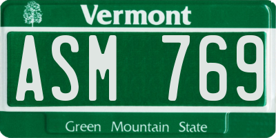 VT license plate ASM769