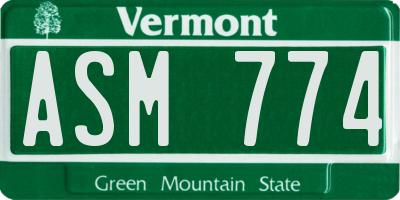 VT license plate ASM774