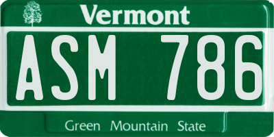 VT license plate ASM786