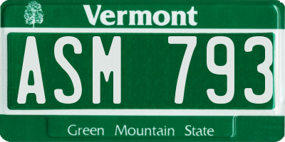VT license plate ASM793