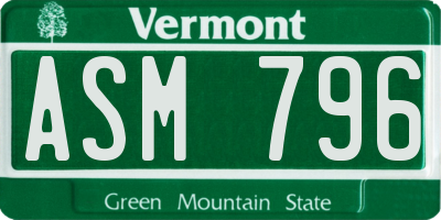 VT license plate ASM796