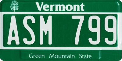 VT license plate ASM799