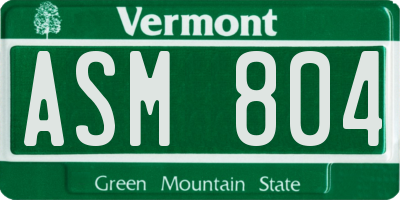 VT license plate ASM804