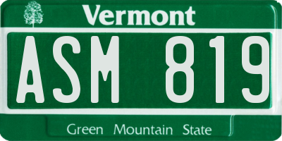 VT license plate ASM819
