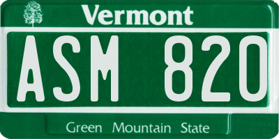VT license plate ASM820