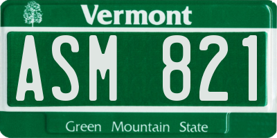 VT license plate ASM821