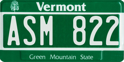 VT license plate ASM822