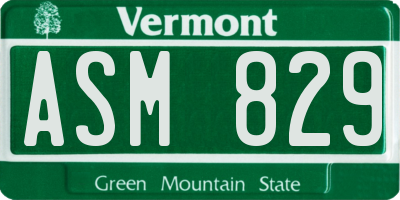 VT license plate ASM829