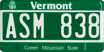 VT license plate ASM838