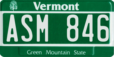 VT license plate ASM846