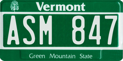 VT license plate ASM847