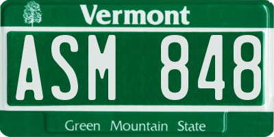 VT license plate ASM848