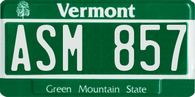 VT license plate ASM857