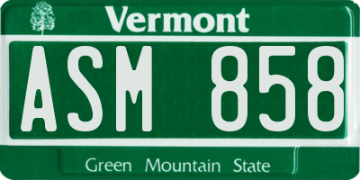VT license plate ASM858