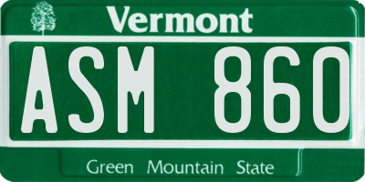VT license plate ASM860