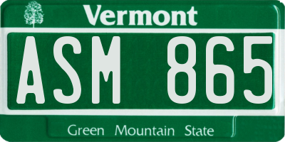 VT license plate ASM865