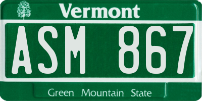 VT license plate ASM867