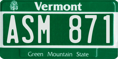 VT license plate ASM871
