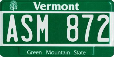 VT license plate ASM872