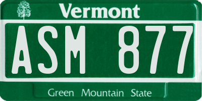 VT license plate ASM877