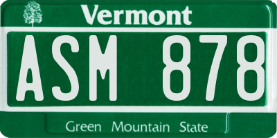 VT license plate ASM878