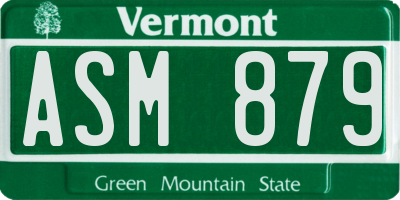 VT license plate ASM879