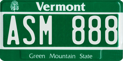 VT license plate ASM888