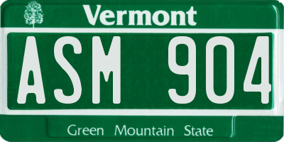VT license plate ASM904